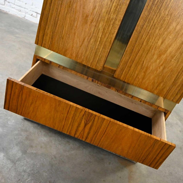 Vintage Modern Rosewood & Brass Plate Wardrobe or Chifforobe by Milo Baughman Thayer Coggin For Sale - Image 16 of 18