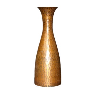 Mid-Century Hand Embossed Metal Vase from F.B.C. For Sale
