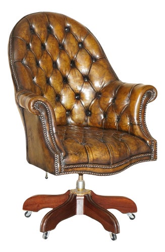 Antique Chesterfield Armchair in Brown Leather, 1920s