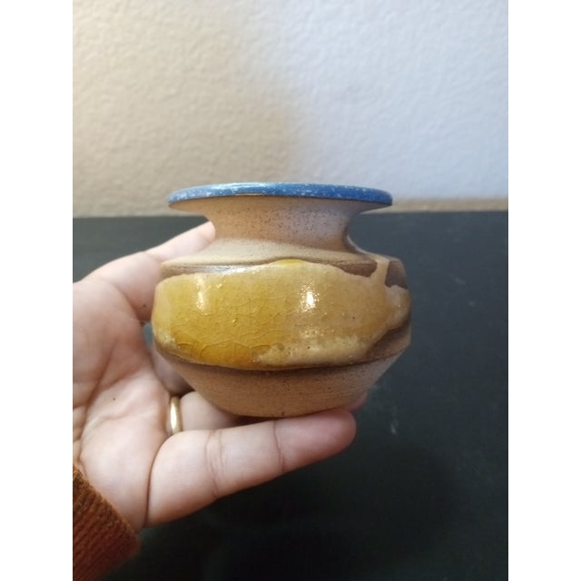 1980s Signed Art Studio Glazed Squat Vase For Sale - Image 4 of 6