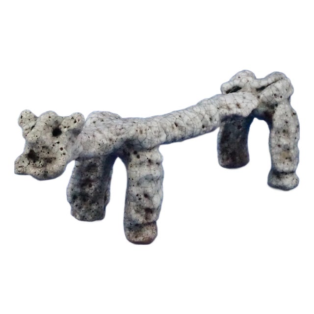 Carlo Zauli School, Stylized Dog, Italy, 1920s, Acid-Treated Ceramic For Sale