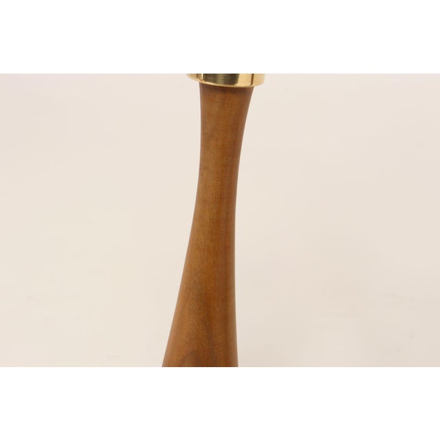 Pair of Sculptural Vintage Austrian Brass and Walnut Candlesticks For Sale - Image 11 of 18