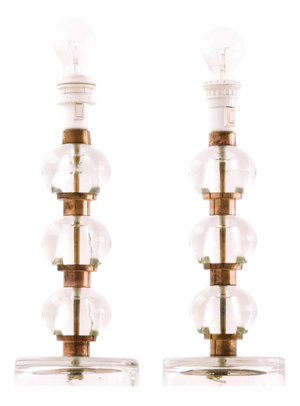 Table Lamps in Brass and Glass from Nybro Armaturfabrik, 1960s, Set of 2