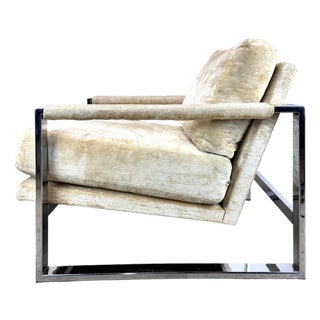 Vintage Modern Chrome & Velveteen Lounge Chair by Adrian Pearsall for Comfort Designs For Sale