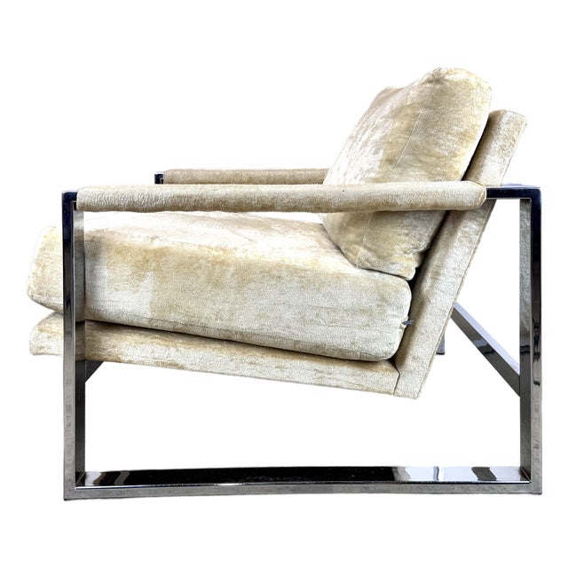 Vintage Modern Chrome & Velveteen Lounge Chair by Adrian Pearsall for Comfort Designs For Sale