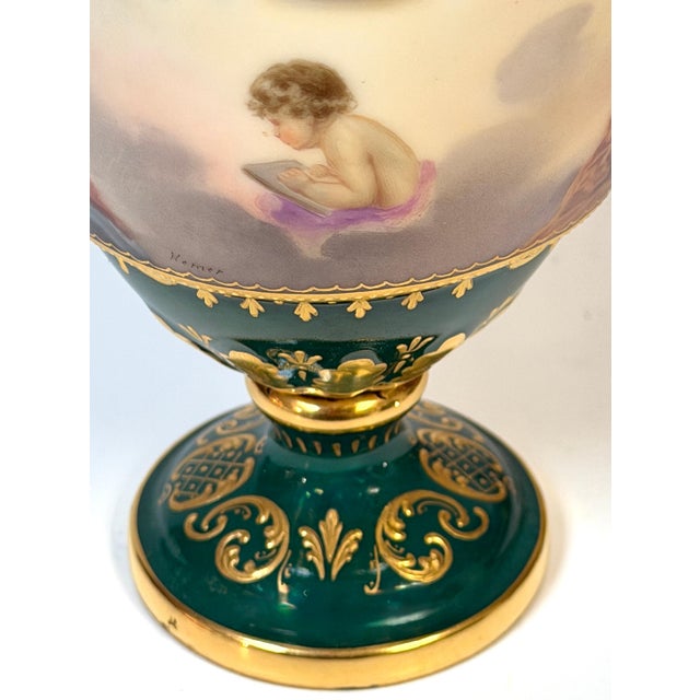 Traditional Royal Vienna Cabinet Vase, Allegory of Painting & Architecture, Signed Herner For Sale - Image 3 of 16