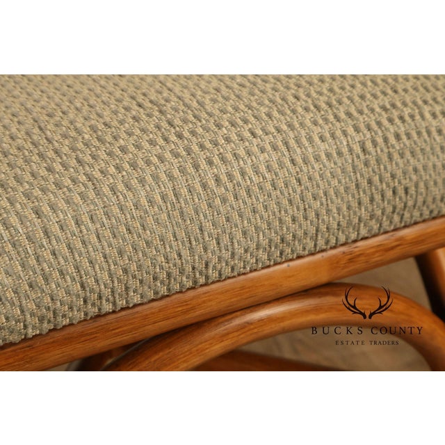 Coastal Coastal Style Pair Of Rattan Dining Chairs With Upholstered Seats For Sale - Image 3 of 18