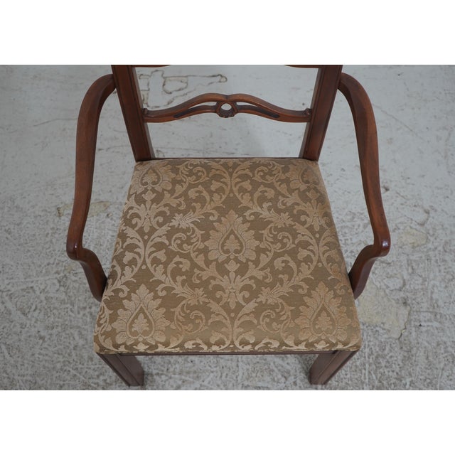 Set of 6 Old Colony Mahogany Chippendale Style Ribbon Back Dining Chairs For Sale - Image 9 of 18