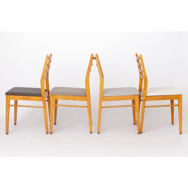 Set of 4 Vintage Beech Dining Chairs, Germany, 1970s A beautiful set of four vintage dining chairs crafted from solid...