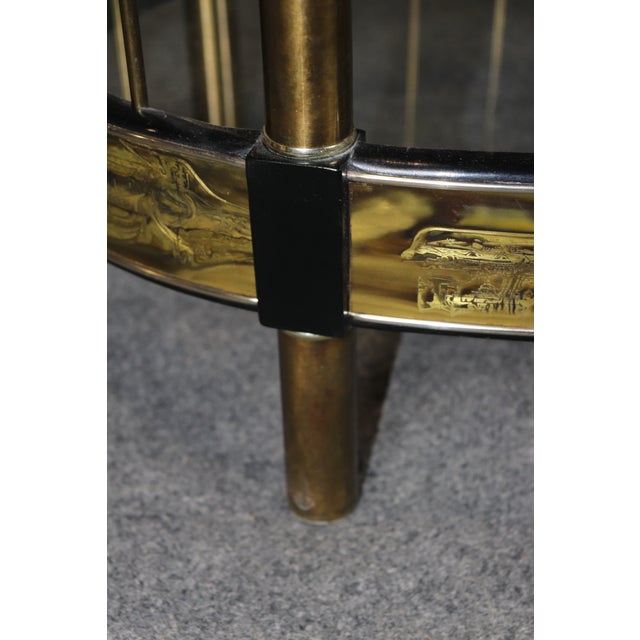 Bernard Rohne for Mastercraft Acid Etched Modern Brass and Metal Etagere For Sale - Image 10 of 10