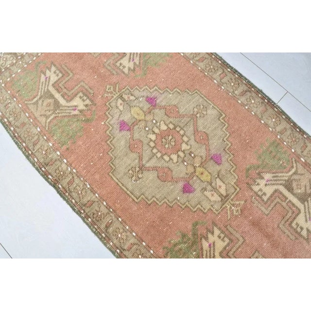 Mid-Century Modern Overdyed Hand Knotted Wool Door Mat For Sale - Image 3 of 6