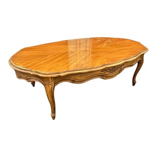 Late 20th Century Thomasville Fruitwood French Country Coffee Table For Sale