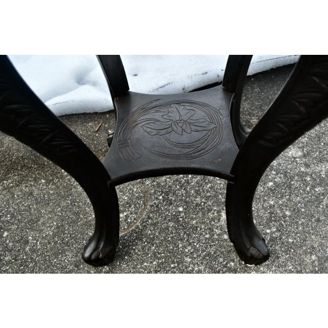 Chinese Carved Hardwood Plant Stand Jardiniere Two Tier Side Table 1920s For Sale In Philadelphia - Image 6 of 14