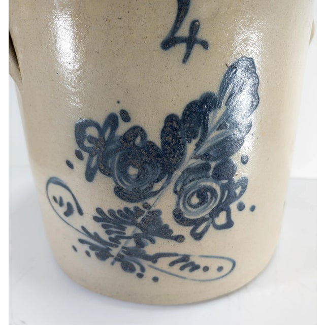 Ceramic 19th Century Albany Stoneware Farmhouse 4 Gallon Crock With Cobalt Decoration For Sale - Image 7 of 12