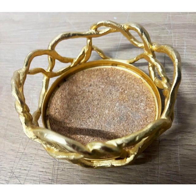 1990s Michael Aram Vintage Silver/Gold Tone Pair Wine Coasters For Sale In New York - Image 6 of 7