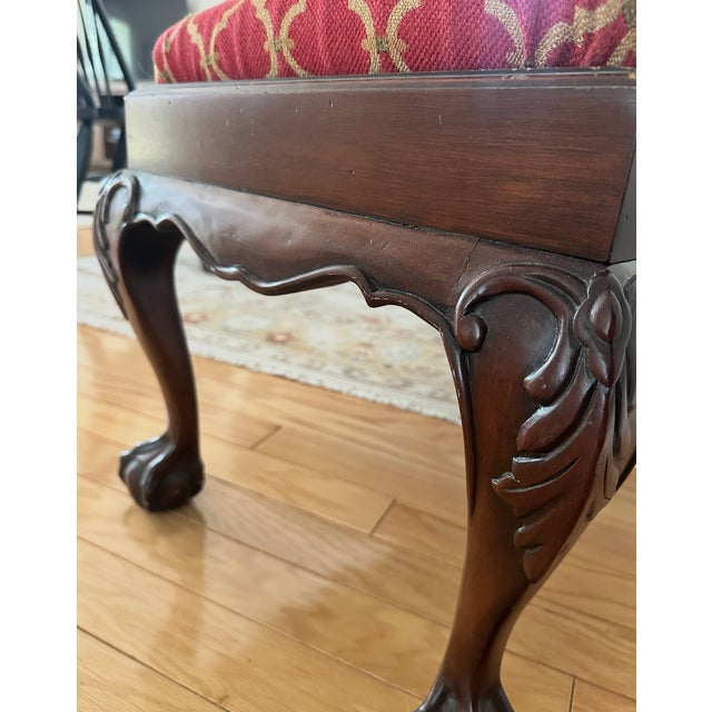 Chippendale-Style Mahogany Bench by Craftique — Ball & Claw Feet Beautiful vintage mahogany bench by Craftique, featuring...