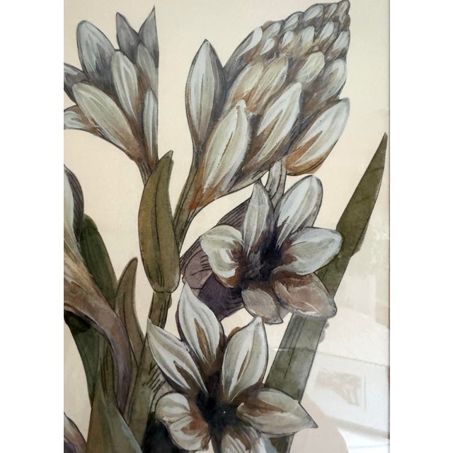 Set of 3 Lauren Galleries Framed Hand-Embellished Botanical Floral Prints For Sale In Philadelphia - Image 6 of 11