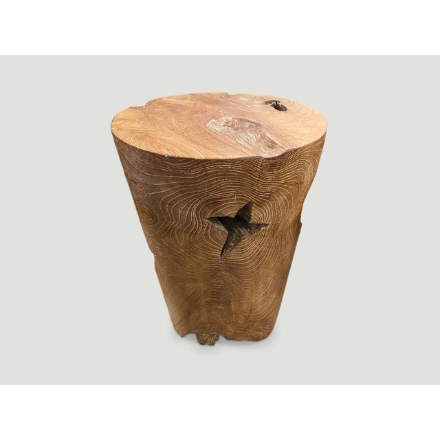 Andrianna Shamaris Organic Cerused Teak Wood Side Table or Pedestal For Sale In New York - Image 6 of 6