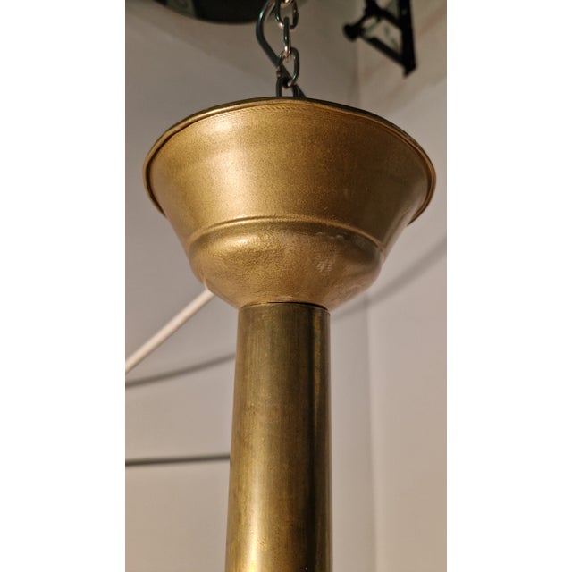 1940s Vintage Pendant Light in Brass with Iridescent Dew Glass from Barovier & Toso, 1940s For Sale - Image 5 of 15