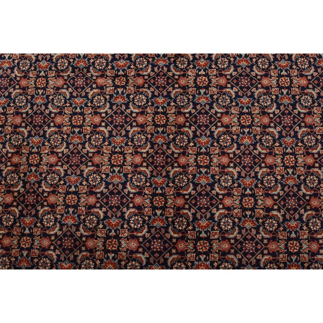 2000 - 2009 Sarouk Rug 6’5” X 8’4” Blue Wool Vintage Traditional Hand-Knotted Carpet For Sale - Image 5 of 12