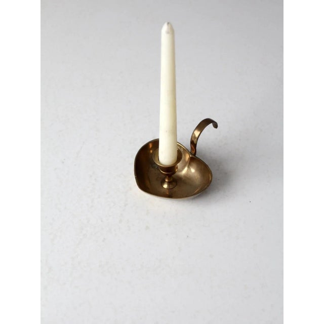 Farmhouse Vintage Brass Heart Shaped Candlestick Holder For Sale - Image 3 of 11