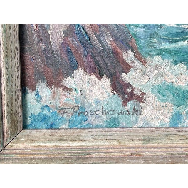 1940s Signed Coastal Beach Painting by Frank Proschwitzky Freyburg For Sale - Image 5 of 12