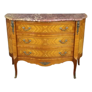 Fine Breccia Marble Top French Louis XV Bronze Mounted Commode Circa 1920