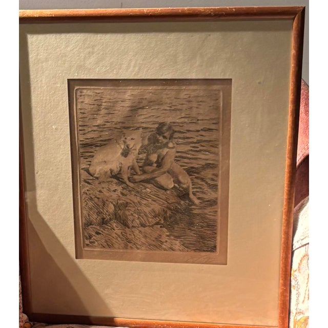 Original 1917 etching by renowned Swedish artist Anders Zorn (1860–1920), titled Sappho (also catalogued as Sappo). This...