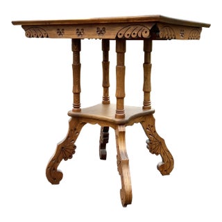 Chip Carved Victorian Accent Side Table For Sale