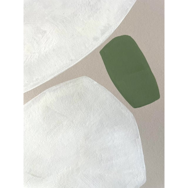 Abstract minimalist acrylic painting on French hand crafted cotton paper. Framed in a gold frame.. All works on paper are...