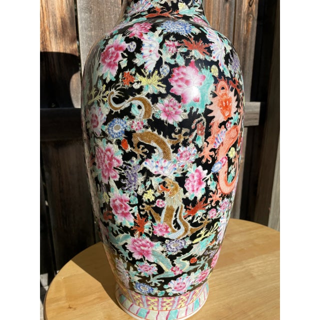Late 19th Century Antique Late 19th Century Chinese Imperial Famille Noir Porcelain Vase For Sale - Image 5 of 9