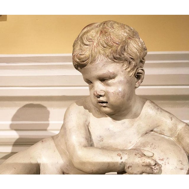 Memento Mori Child Skull Figure Sculpture, Faux White Marble, Late 17th Century For Sale - Image 5 of 17