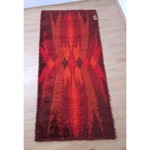 Danish Rya Tapestry in Wool by Ege, Denmark, 1970s, in Flawless conditions. Designed 1970 to 1979 This piece has an...