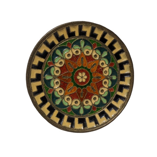 Vintage Greek Parthenon Enameled Brass Decorative Wall Hangings- Set of 2 For Sale - Image 4 of 12