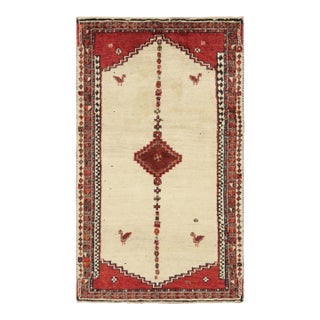 Antique Gabbeh Persian Tribal Rug, Beige With Geometric Medallion - Rug & Kilim For Sale