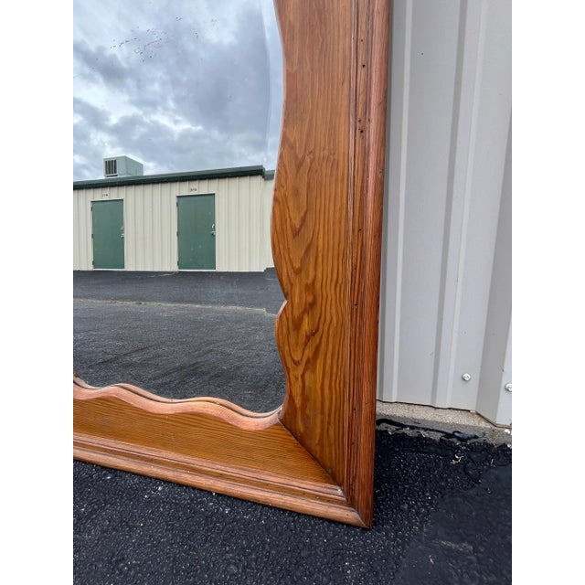 Full Length Antique Beveled Glass Mirror in Aged Oak Frame For Sale - Image 12 of 12