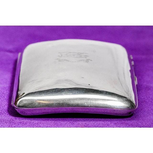 Large Antique Sterling Silver Armorial Coat of Arms Boar Latin Motto Crest Cigar Card Case Holder Wallet Tobacciana For Sale - Image 14 of 17