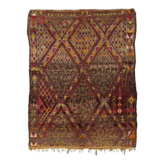 Vintage Berber Moroccan Wool Rug With Diamond Grid by Rug & Kilim, 1950-1959 For Sale