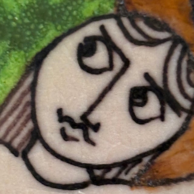 Vintage Hand Painted Greek Ceramic Tile Wall Plaque, Signed & Dated For Sale - Image 4 of 18