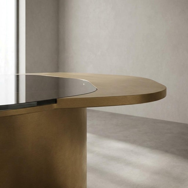 Brass Modern 132" Irregular Shape Luxury Kaylee Dining Table in Brass For Sale - Image 8 of 11