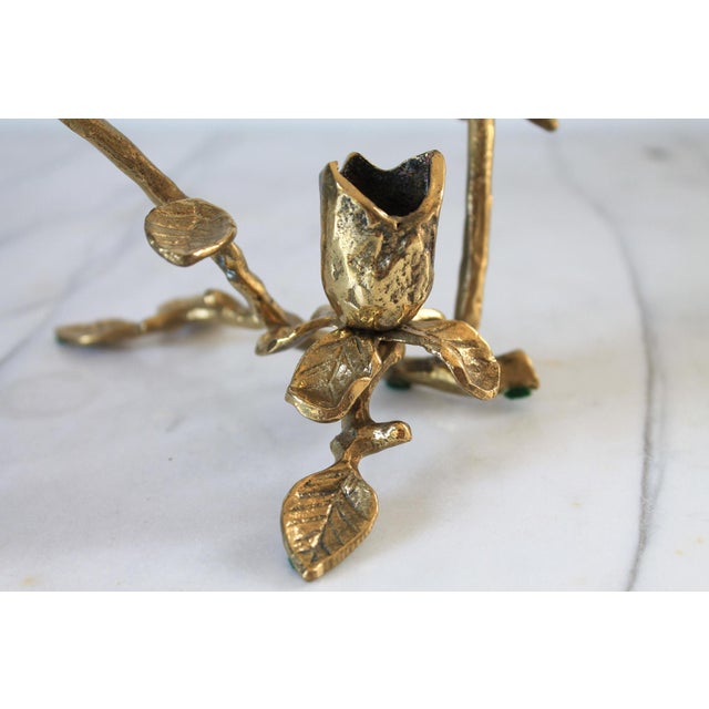 Vintage Brass Floral and Hummingbird Candle Holder For Sale In Milwaukee - Image 6 of 8