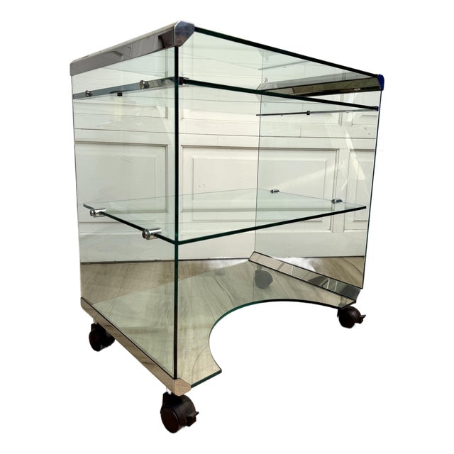 1970s Gallotti & Radice "George" Glass Bar Cart by Pierangelo Gallotti For Sale