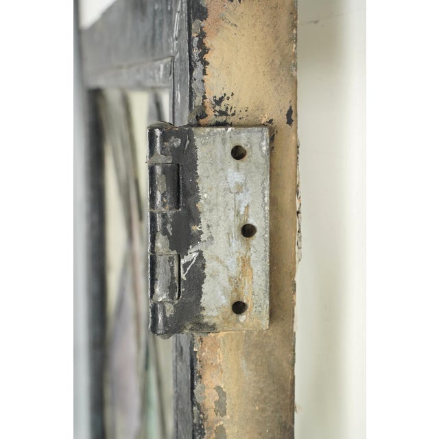 Mid 20th Century Tudor Diamond Shape Leaded Stained Glass Steel Casement Window For Sale - Image 5 of 5