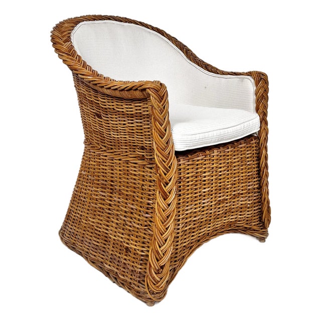 Vintage Wicker Works Style Arm Chair For Sale