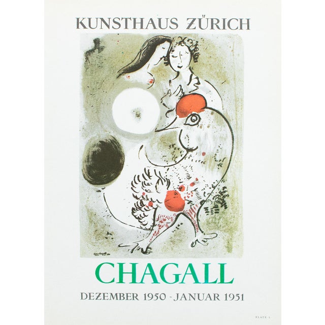 1966 After Marc Chagall, "Kunsthaus Zürich Gallery 1950 Exhibit" Poster For Sale In Dallas - Image 6 of 6