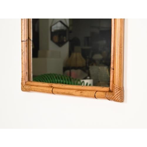 Large French RivieraRectangular Bamboo and Rattan Wicker Mirror, Italy, 1960s For Sale - Image 12 of 13
