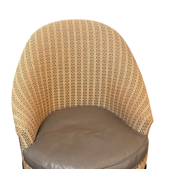 Art Deco Art Deco Style Leather & Horse Hair Upholstered Swivel Slipper Chair. For Sale - Image 3 of 3