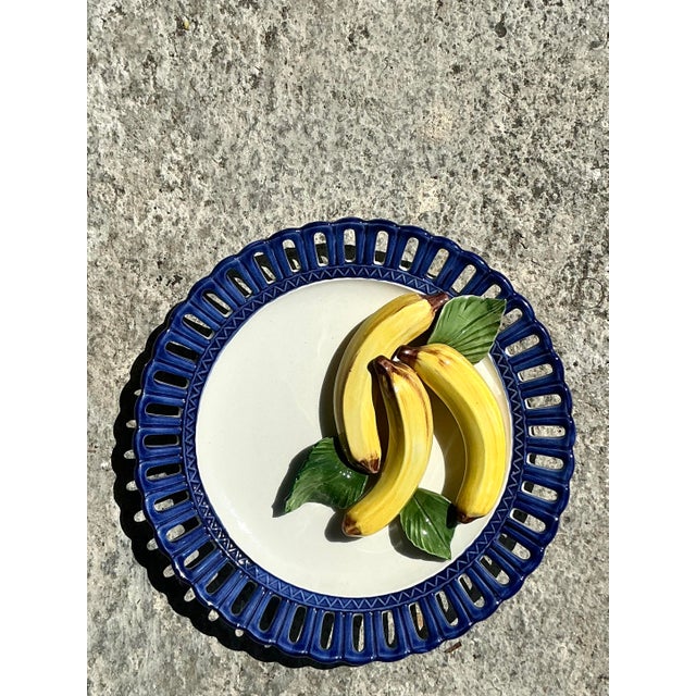 Traditional Vintage Regency Horchow Glazed Ceramic Banana Plate For Sale - Image 3 of 4