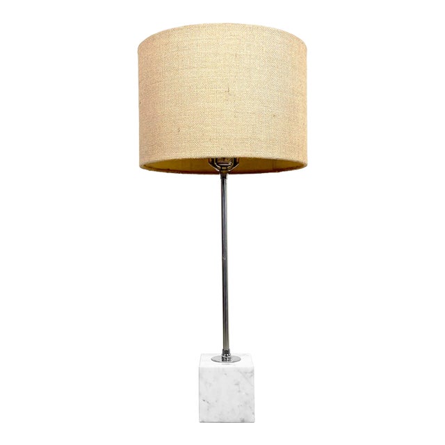 Koch and Lowy Marble Base Chrome Table Lamp For Sale