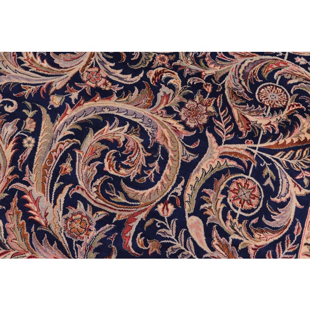 Shabby Chic Art Nouveau Organic Savonnerie Pak-Persian Blue/Blue Wool Rug - 8'11'' X 12'5'' For Sale - Image 3 of 9